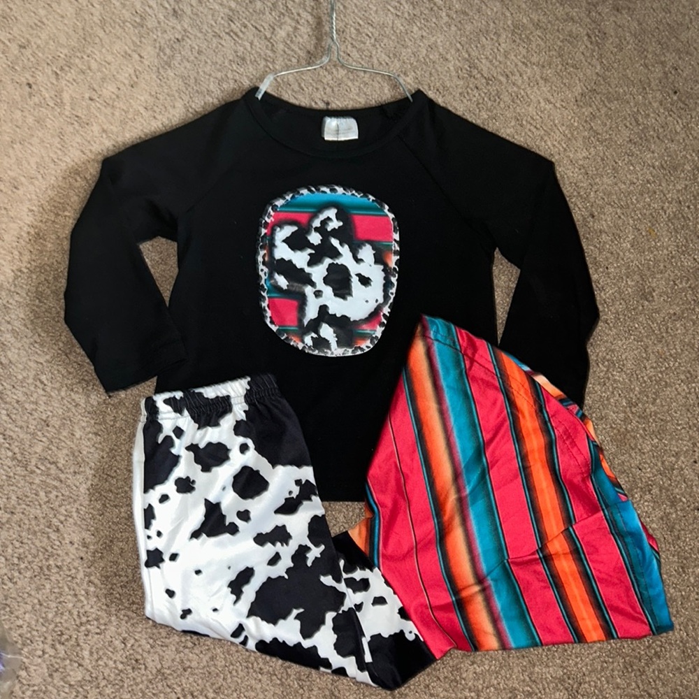 Cow Print Bell Bottom Set